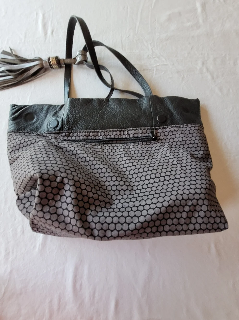 Brighton Black & Blue Leather Shoulder Bag with Tassel
